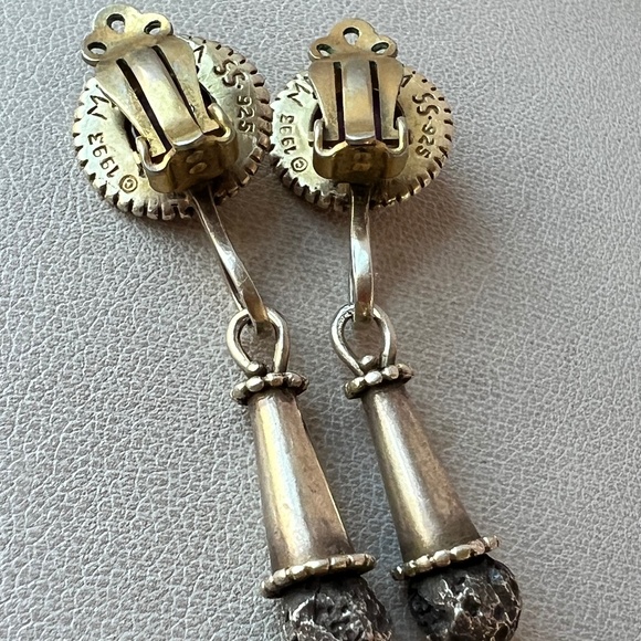 VINTAGE MMA METROPOLITAN MUSEUM 1993 AMETHYST CABOCHON DROP DANGLE EARRINGS 925S - Picture 9 of 16